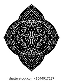 Abstract medallion for design. Template for carpet, wallpaper, textile and any surface. Black vector pattern on a white background.