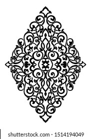 Abstract medallion for design. Template for carpet, wallpaper, textile and any surface. Vector black ornament on a white background.