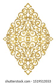 Abstract medallion for design. Template for carpet, wallpaper, textile and any surface. Vector golden ornament on a white background.