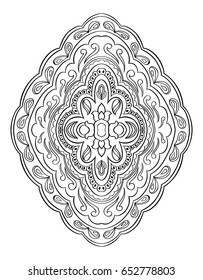 Abstract medallion for design. Template for carpet, wallpaper, textile and any surface. Vector pattern of black ornament on a white background.