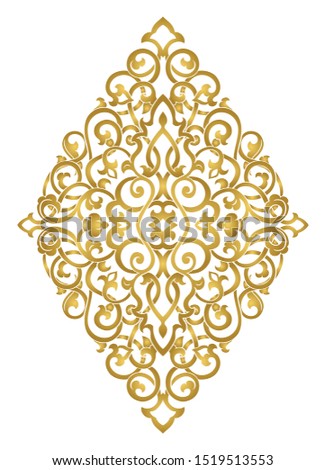 Abstract medallion for design. Template for carpet, wallpaper, textile and any surface. Vector golden ornament on a white background.