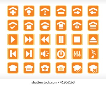 conjunto de iconos de medios abstractos serie naranja, fondo de pantalla