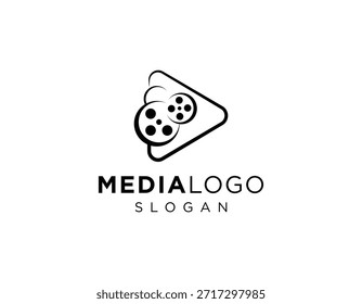 Abstract media play vector logo design, media icon, film icon logo design, media film icon design