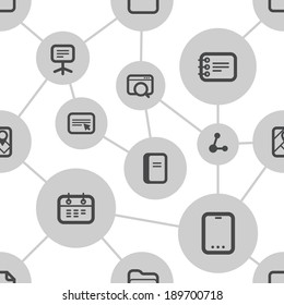 Abstract media scheme with modern icons. Seamless background