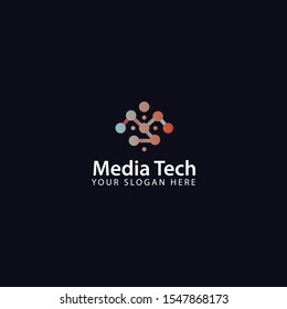 abstract media tech modern logo vector design template