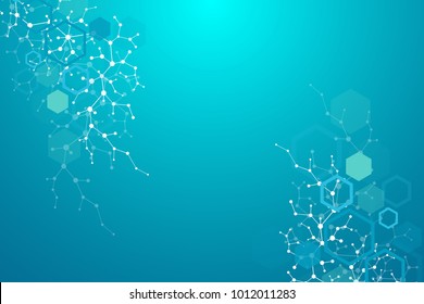 Abstract medical background. DNA research. Hexagonal structure molecule and communication background for medicine, science, technology. Vector illustration