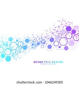 Abstract medical background. DNA research. Hexagonal structure molecule and communication background for medicine, science, technology. Vector illustration