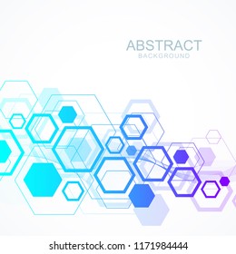 Abstract medical background DNA research hexagonal structure molecule and communication background for medicine, science, technology. Vector illustration