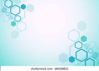 Abstract medical background. DNA research. Hexagonal structure molecule and communication background for medicine, science, technology. Vector illustration