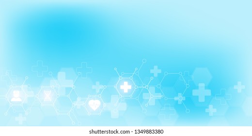 Abstract Medical Background With Flat Icons And Symbols. Concepts And Ideas For Healthcare Technology, Innovation Medicine, Health, Science And Research