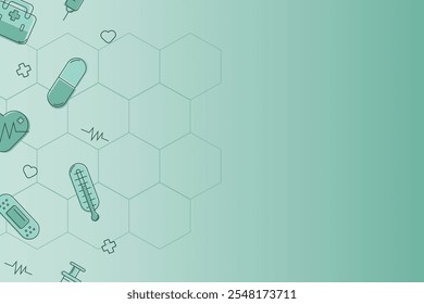 Abstract medical background with flat icons and symbols. Medical background. Medical care. Health care. Vector medicine illustration.