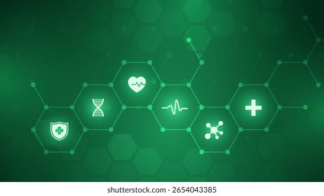 Abstract medical background with flat icons and symbols. Medical design with concept and idea for healthcare technology. Healthcare Medical Background. Healthcare Symbols.
