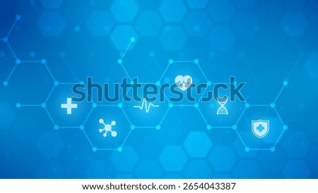 Abstract medical background with flat icons and symbols. Medical design with concept and idea for healthcare technology. Healthcare Medical Background. Healthcare Symbols.