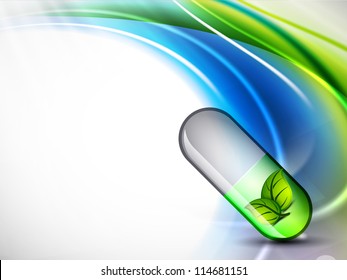 Abstract medical background with  herbal capsule. EPS 10.