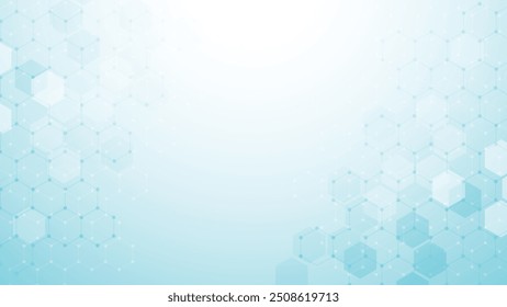 Fondo médico Abstractas con patrón hexagonal. Diseño de Plantilla con concepto e idea para tecnología sanitaria, medicina de la innovación, salud, ciencia e investigación.