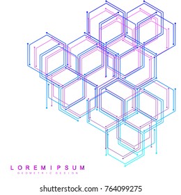 Abstract medical background. Hexagonal carcass, genetic connection. Structure molecule and communication background. Vector illustration.