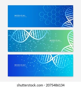 Abstract medical background with hexagonal structure shapes. Technology technical network banner background. Abstract vector background. Science, medicine and innovation technology concept.