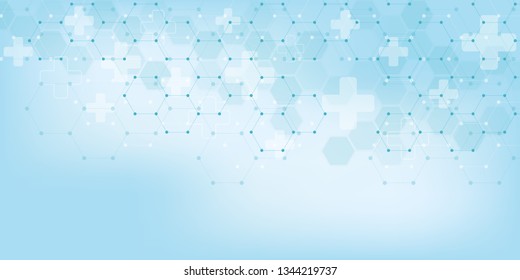 Abstract medical background with hexagons pattern. Concepts and ideas for healthcare technology, innovation medicine, health, science and research