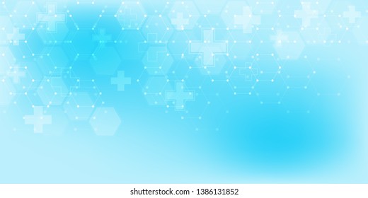 Abstract medical background with hexagons pattern. Concepts and ideas for healthcare technology, innovation medicine, health, science and research