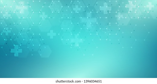 Abstract medical background with hexagons pattern. Concepts and ideas for healthcare technology, innovation medicine, health, science and research