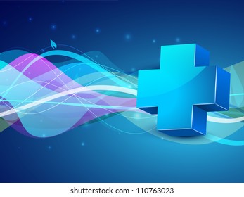 Abstract medical background with medical symbol on blue waves background. EPS 10.