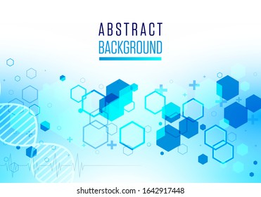 Abstract medical background vector. Hexagonal geometric background. Big Data Visualization. Global network connection. Technology hexagons structure or molecular connect elements. Vector illustration