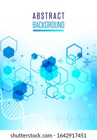 Abstract medical background vector. Hexagonal geometric background. Big Data Visualization. Global network connection. Technology hexagons structure or molecular connect elements. Vector illustration