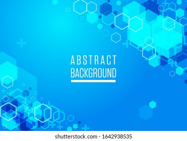 Abstract medical background vector. Scientific blue hexagonal background. Big Data Visualization. Technology hexagons structure. Geometric cover template. Vector illustration