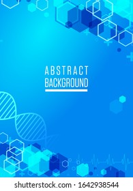 Abstracto vector de fondo médico. Fondo hexagonal azul científico. Visualización de grandes datos. Estructura de hexágonos tecnológicos. Plantilla de cubierta geométrica. Ilustración del vector