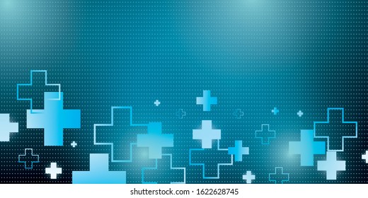 Abstract medical blue background with plus sign