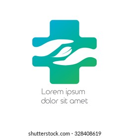 Abstract medical blue green pharmacy sign symbol