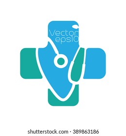 Abstract medical blue green pharmacy sign symbol