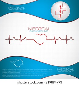 Abstract Medical Cardiology Ekg Illustration Red Stock Vector (Royalty ...