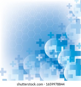 Abstract medical cross shape medicine and science concept on blue background