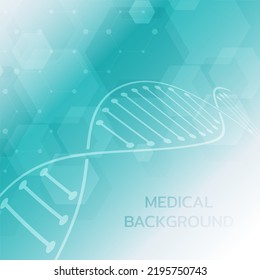 Abstract medical and DNA and molecule with a medical symbol. technology background with hexagons futuristic molecule Abstract medical background. Medial background DNA and medical and molecule concept