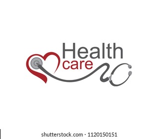 abstract medical halth care icon with stethoscope and heart