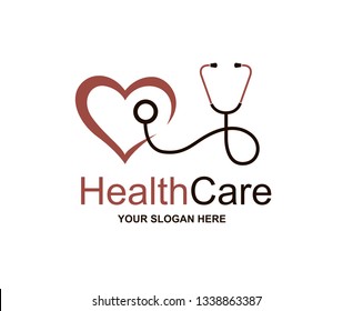 abstract medical halth care icon with stethoscope and heart