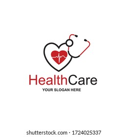 abstract medical halth care icon with stethoscope and heart isolated on white background