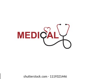 abstract medical halthcare icon with stethoscope and heart