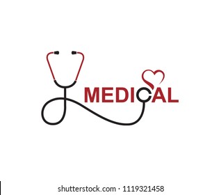 abstract medical halthcare icon with stethoscope and heart