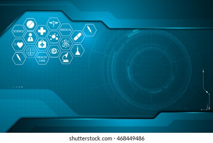 abstract medical health care icon on technology innovation concept design background template