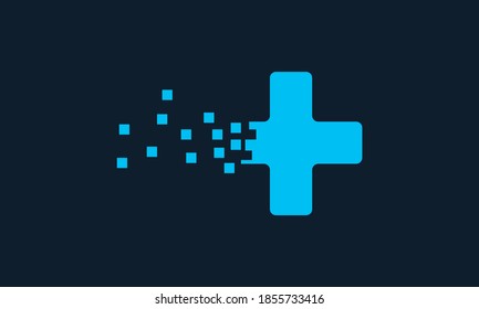abstract medical health cross with data tech logo icon vector illustration design