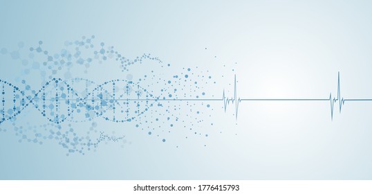 Abstract medical Heart beat background and dna healthcare technology health science and research Vector illustration