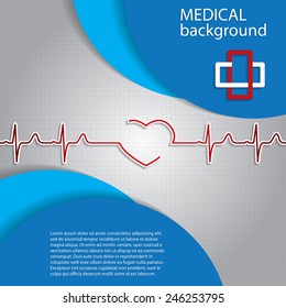 Abstract medical heartbeat sign blue background 