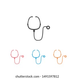 Abstract medical icon set with stethescope, vector illustration on white background