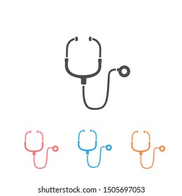 Abstract medical icon set with stethescope, vector illustration on white background