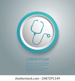 Abstract medical icon with stethescope, vector illustration on white background