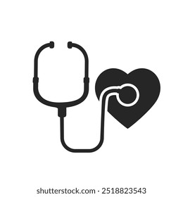Abstract medical icon stethoscope with heart, vector illustration on white background