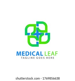 Abstraktes medizinisches Leaf Plus Moderne Logos Design Vektorgrafik Vorlage Premium