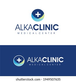 Abstract Medical Logo icon, or medical clinic logo , health logo idea blue and green color. Medical clinic logo design template. 